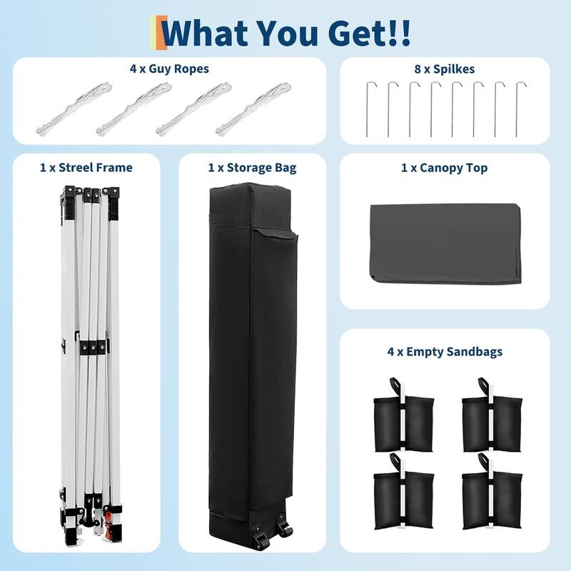 Folding Pop Up Canopy Tent, Height Adjustable