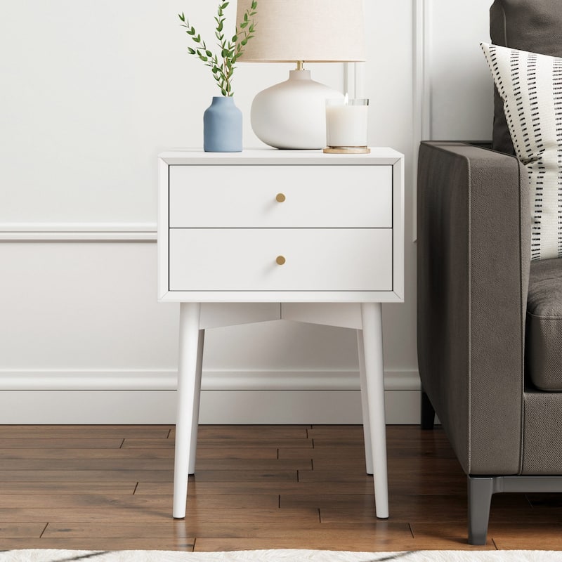 Nathan James Harper 2-Drawer Mid-Century Side Table