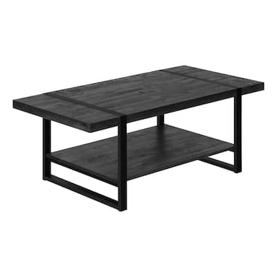 HomeRoots 47" Black Rectangular Coffee Table With Shelf - 47.25