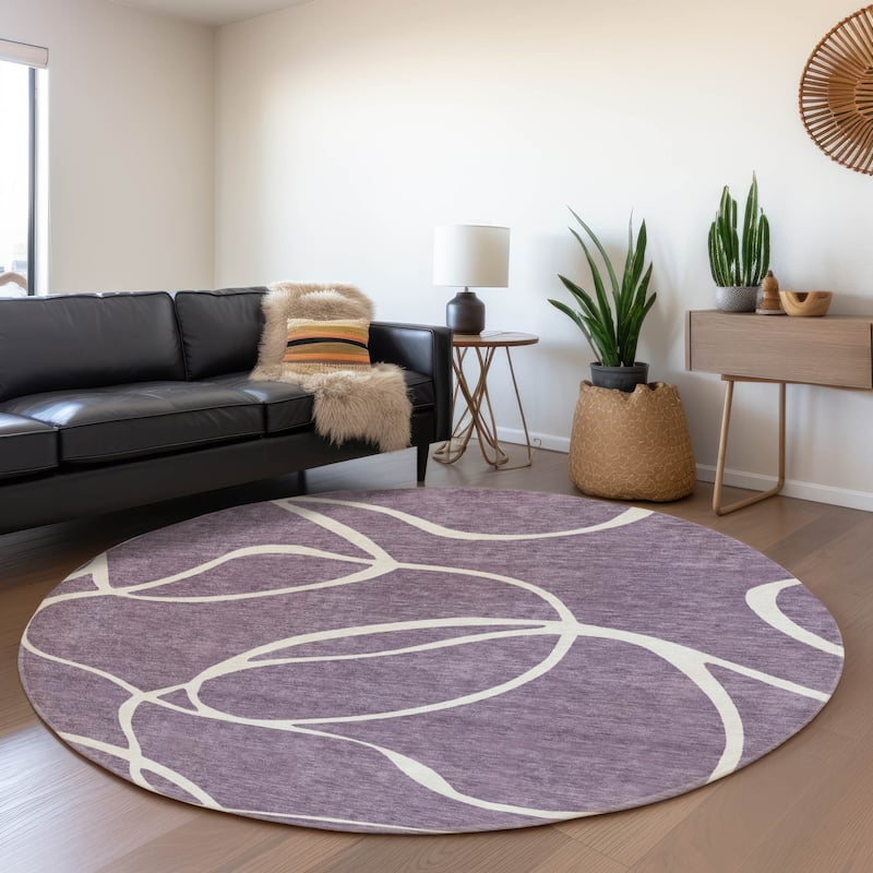 Premium Washable Super Soft Abstract Dash Mayfield Rug - Purple - 8' x 8'
