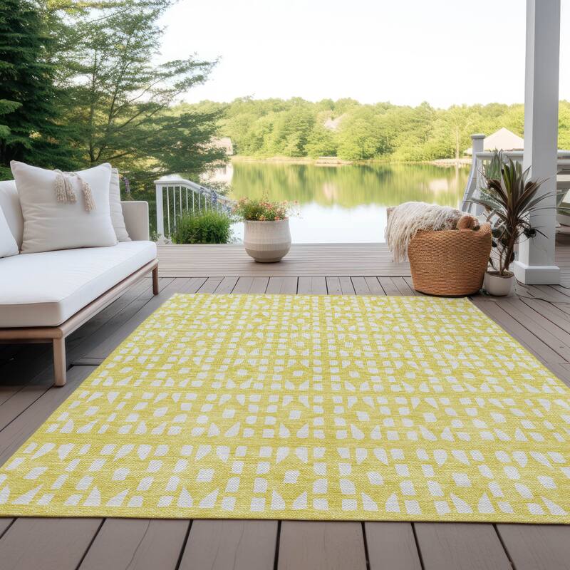 Machine Washable Indoor/ Outdoor Contemporary Imprints Chantille Rug