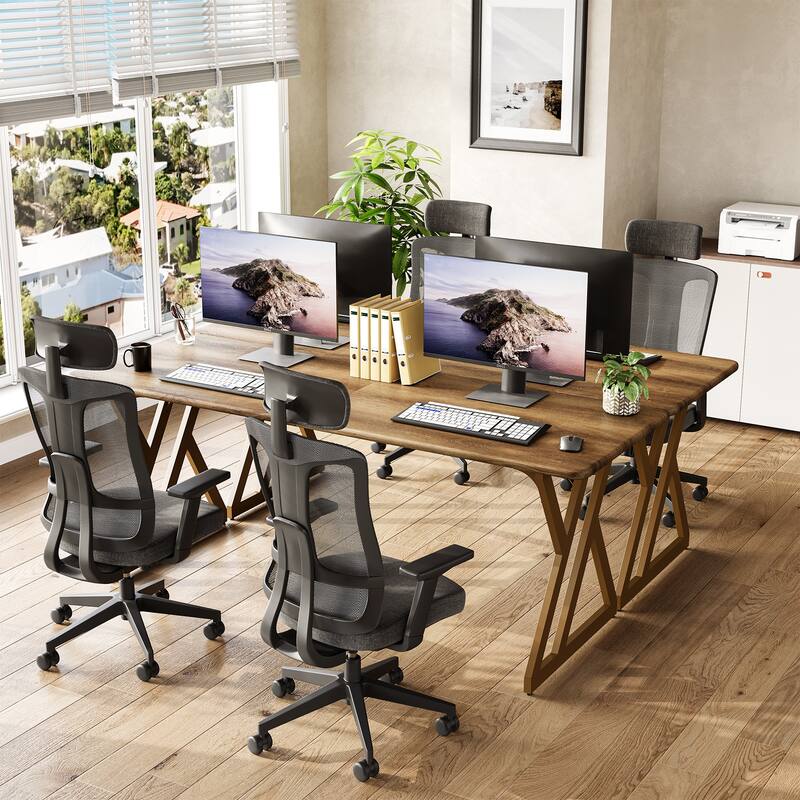 78.7-Inch Extra Long Computer Desk, Sturdy Wooden Office Desk, 2-Person Work Table Workstation for Home Office