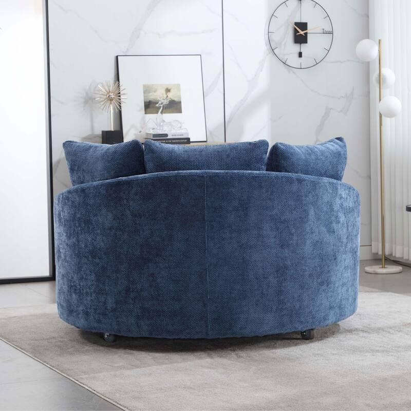 59.8''W Modern Oversized Sofa Chair, Round Accent Barrel Chair With 5 Pillows