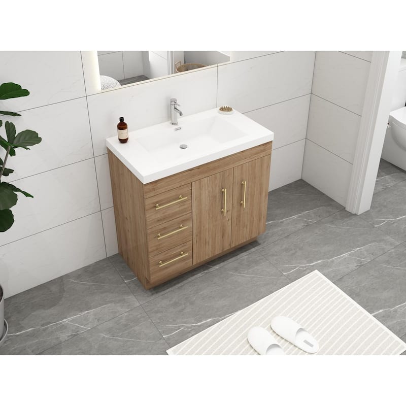 Eliza 36'' Freestanding Vanity(Left Drawers) with Single Sink