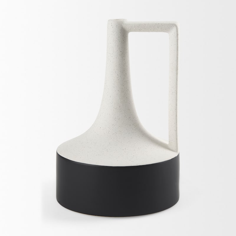 Burton Large White & Black Ceramic Jug Vase