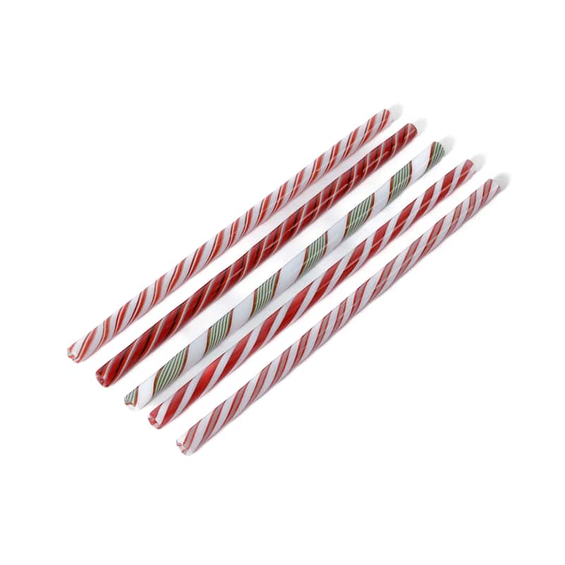 Reusable Holiday Glass Straws, Set of 5 Assorted Styles