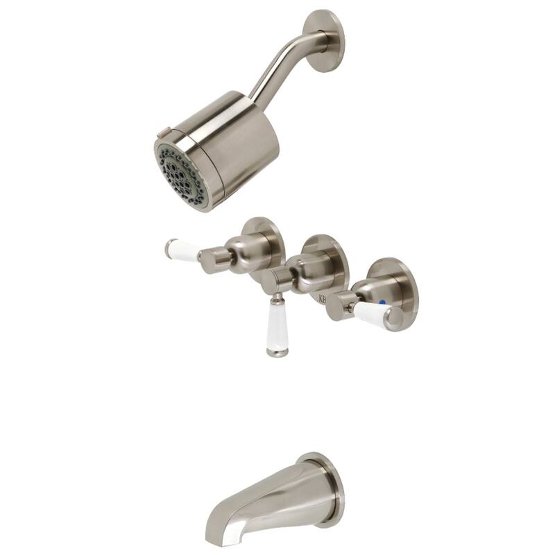 Paris Three-Handle Tub and Shower Faucet - Brushed Nickel