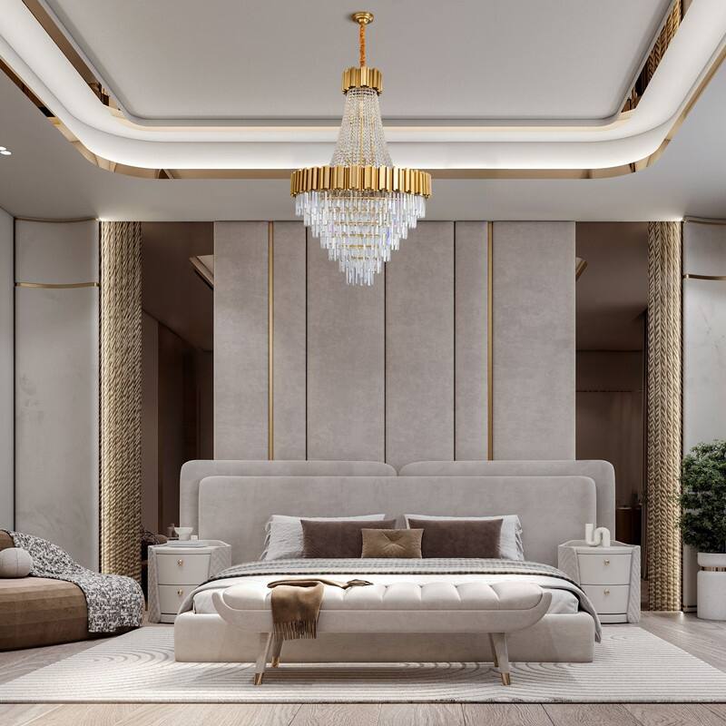 KAYLA Large Crystal Chandelier - 35.4"Modern 6-Tier 17-Light Chrome Ceiling Light, Luxury K9 Crystal