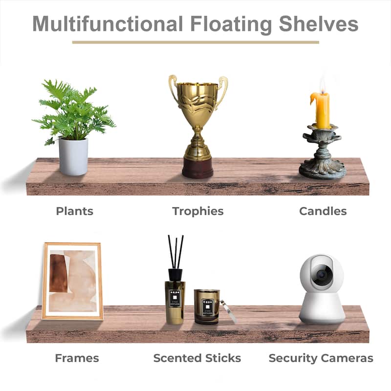 Sorbus Floating Shelves for Wall, 2 Extra Long Wall Mounted Floating Shelves - 9.25"L X 47” W X 1.5” H