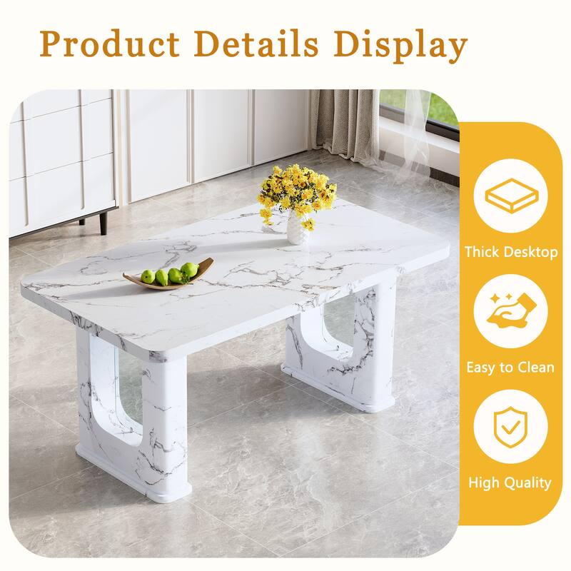 Modern Dining Table Accent Table with Two U-shaped Legs Computer Table Office Table for Dining Room