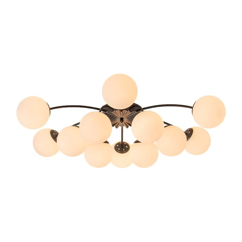Mid-Century 12-Light Milky Glass Globe Sputnik Ceiling Light - 39in