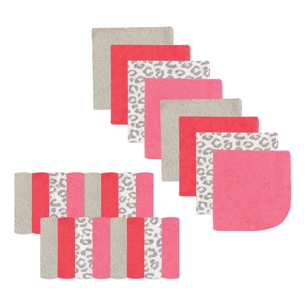 slide 1 of 1, Luvable Friends Baby Girl Super Soft Bundle Washcloths, Leopard, One Size - Leopard - One Size One Size - Leopard