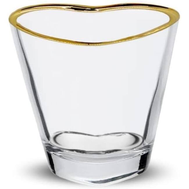 Heart Shaped Shot Glasses with Gold Rim 2 Pack