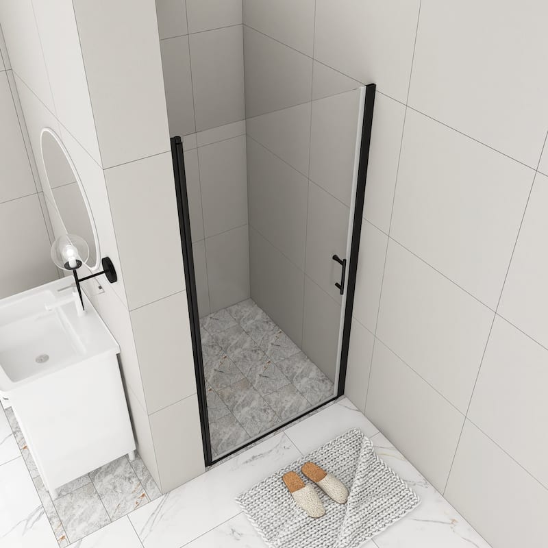30/32/34/36 Inch Semi-Frameless Pivot Shower Door with Clear Tempered Glass