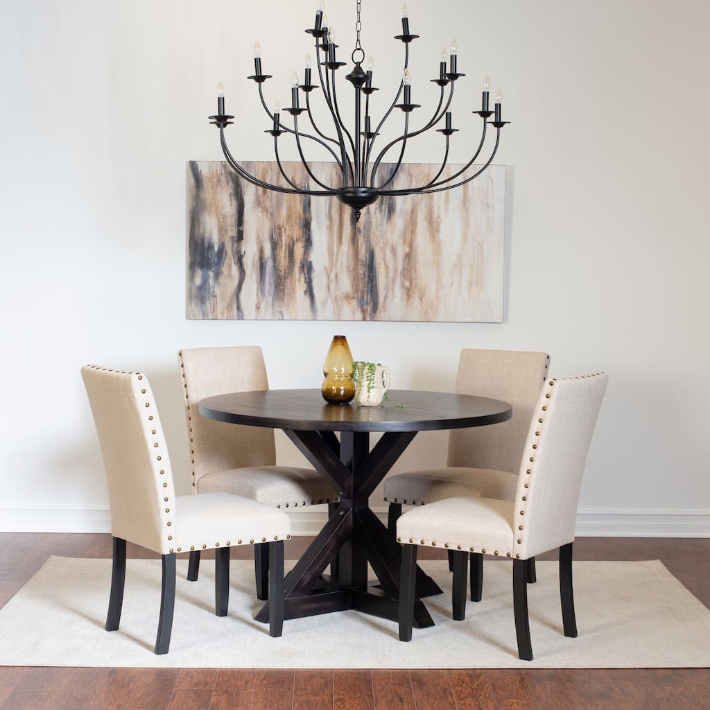 Home Dining Table and Chairs Set Vintage Dining Table and Chairs Set with Brass Nailhead Trim Chairs for Kitchen Dining Room