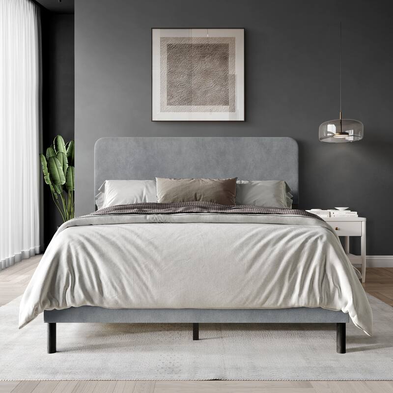 CraftPorch Minimalist Velvet Upholstered Bed