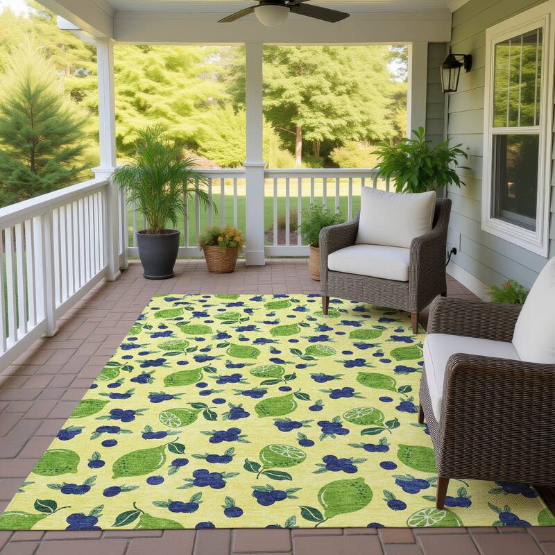 Machine Washable Indoor/ Outdoor Citrus Berry Chantille Rug