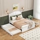 preview thumbnail 8 of 25, Wood Queen Size Platform Bed with Twin Size Trundle and 2 Drawers