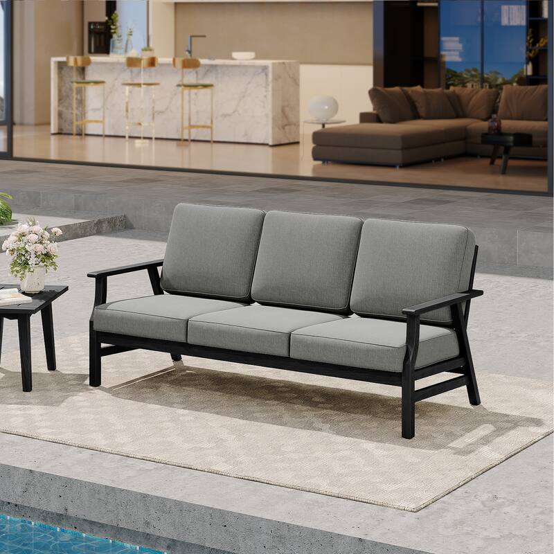 Casual Wood Cushioned 5-Piece Outdoor Patio Conversation Set