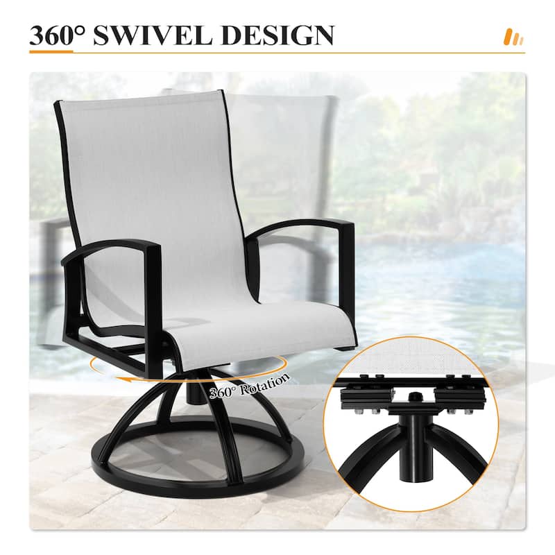 7/9/11-Piece Outdoor Patio Dining Set Aluminum Dining Table and Sunbrella Swivel Chairs