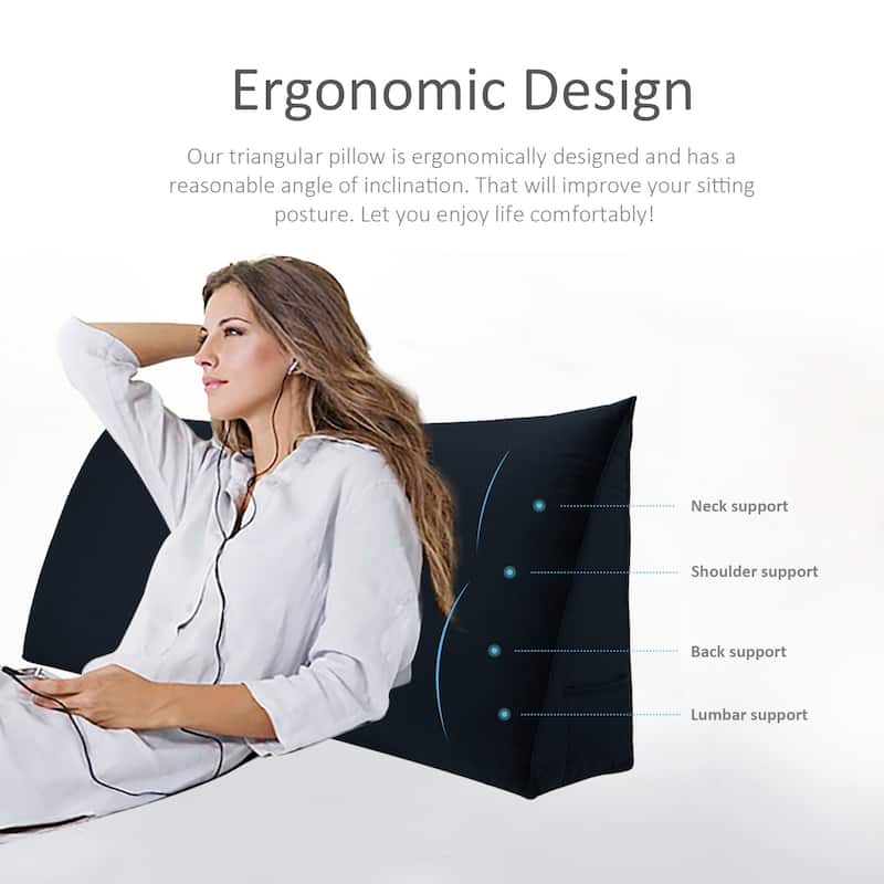 WOWMAX Bed Rest Wedge Reading Pillow Large Headboard Back Cushion