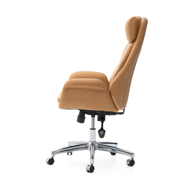 Glitzhome 48 inch Mid century Adjustable Swivel Faux Leather Office Chair On Sale Bed Bath Beyond 19220425
