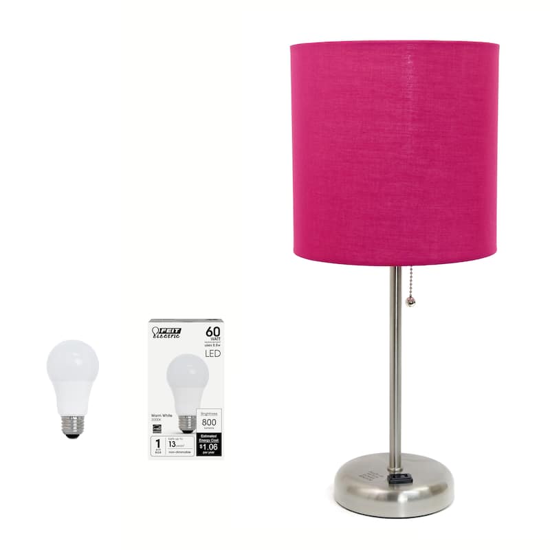 19.5" Modern Table Lamp with USB Charging Port and Fabric Shade for Home Office or Bedroom