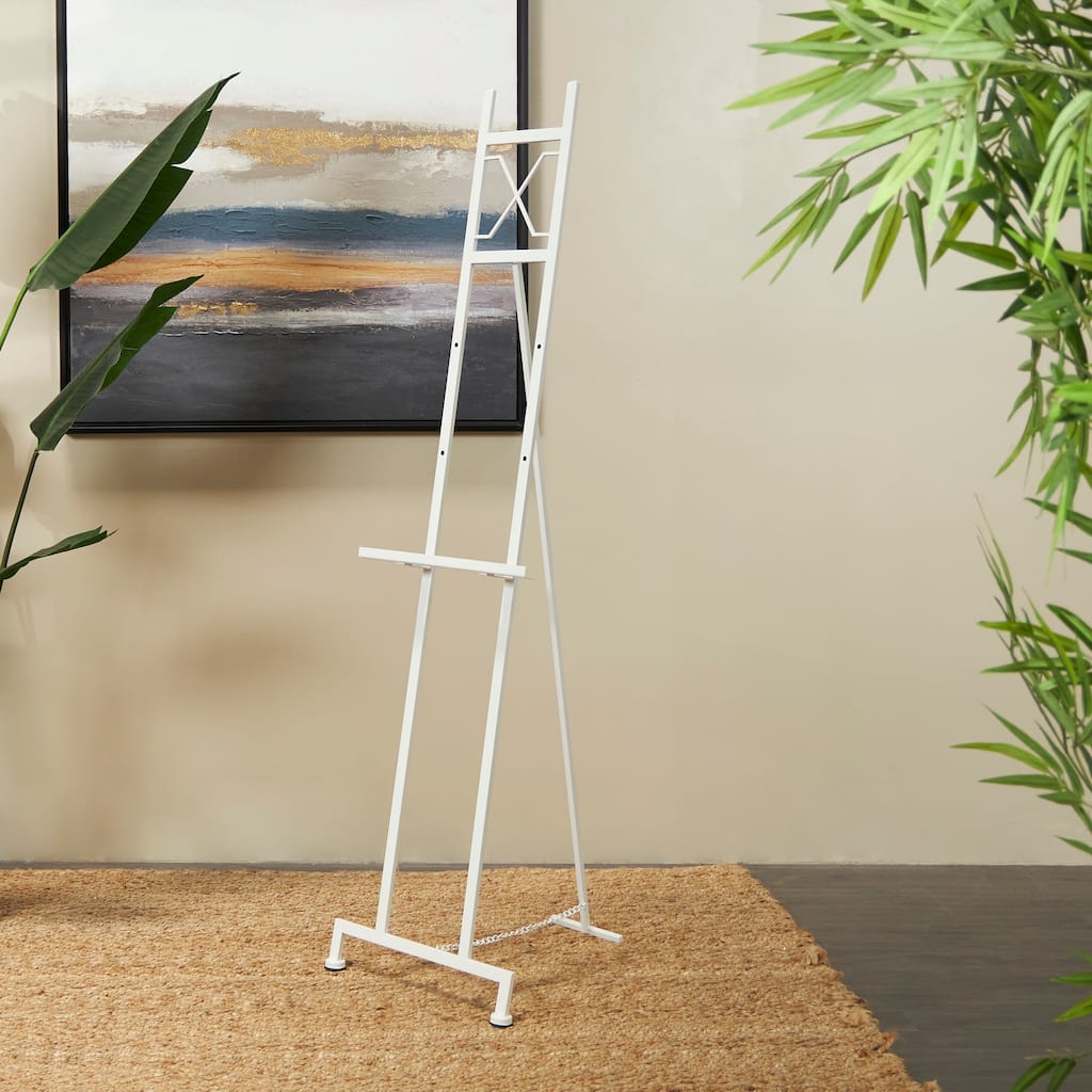 White Metal Tall Adjustable 3 Tier Display Easel with Chain Support