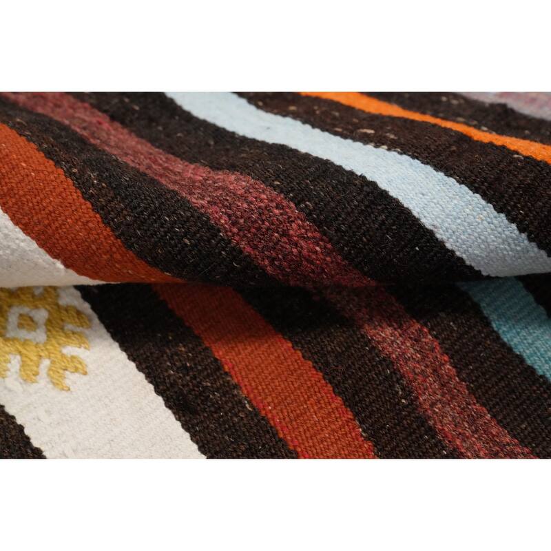 Hand Woven Oriental 100% Wool Carpet Southwestern Tribal Oranges & Rust Kilim Area Rug - 8' 2'' X 5' 10''