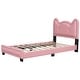 preview thumbnail 11 of 15, Twin Upholstered Platform Bed with Carton Ears Shaped Headboard
