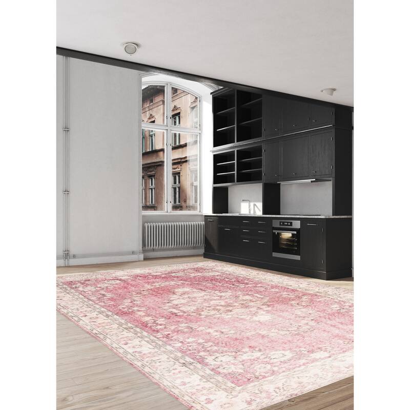 ECARPETGALLERY Hand-knotted Melis Vintage Dark Red Wool Rug - 6'7 x 10'4