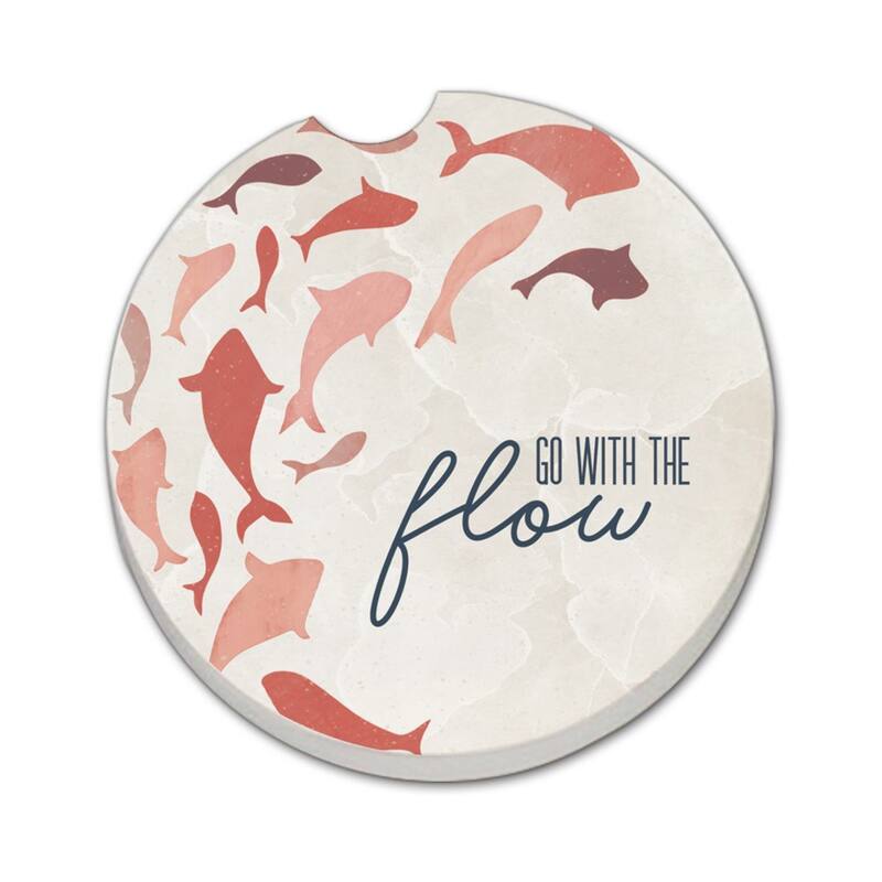 Go With Flow 2 Pack Absorbent Stone Coaster for Vehicle Cup Holder 2.6” Diameter Manufactured in The USA