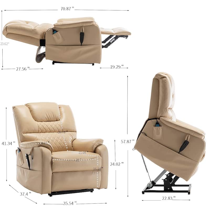 Oversized Recliner Chair Power Electric Lift for Elderly with Side Pockets