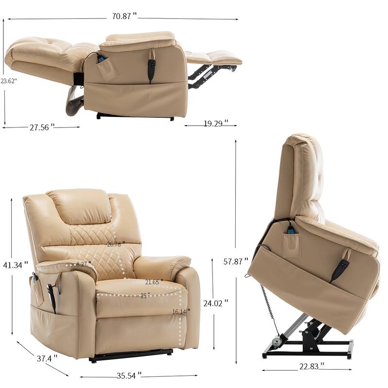 PU Recliner Chair with 180° Infinite Position Adjustment, Remote Control and Tool-Free Assembly