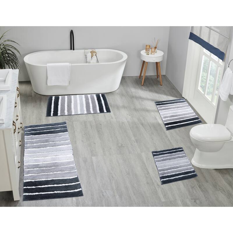 Bath Mat Ombre Stripe - Set of 4 - GREY
