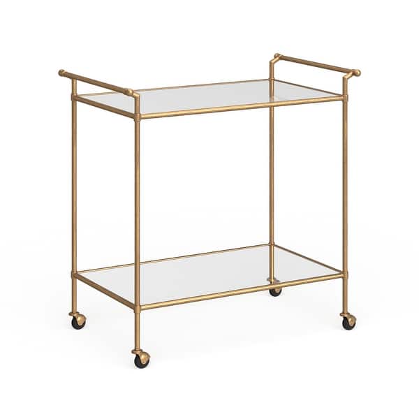 SAFAVIEH Felicity Gold/ Mirror Top Bar Cart 31" x 18" x 30" On Sale