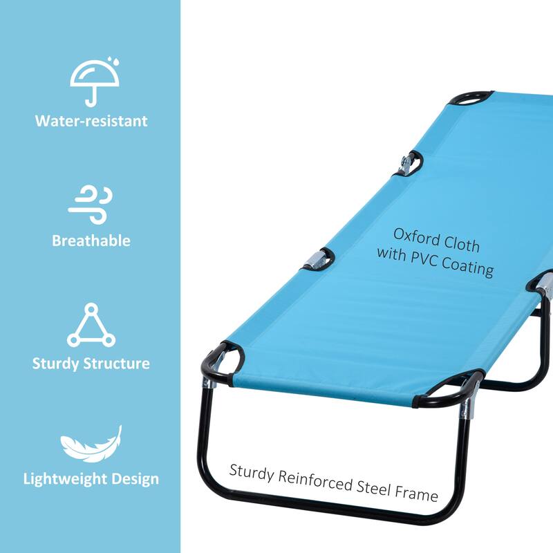 Foldable Outdoor Chaise Lounge Chair Sun Tanning Chairs with 5-Position Backrest and Steel Frame for Beach Patio Poolside