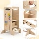 preview thumbnail 6 of 7, Gymax Wooden Toddler Standing Tower w/Chalkboard Montessori Games 3