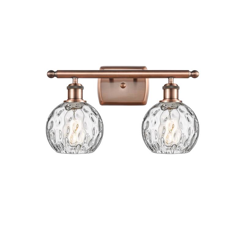 Innovations Lighting Athens Water Glass 2 Light 16" Bath Vanity Light - Antique Copper