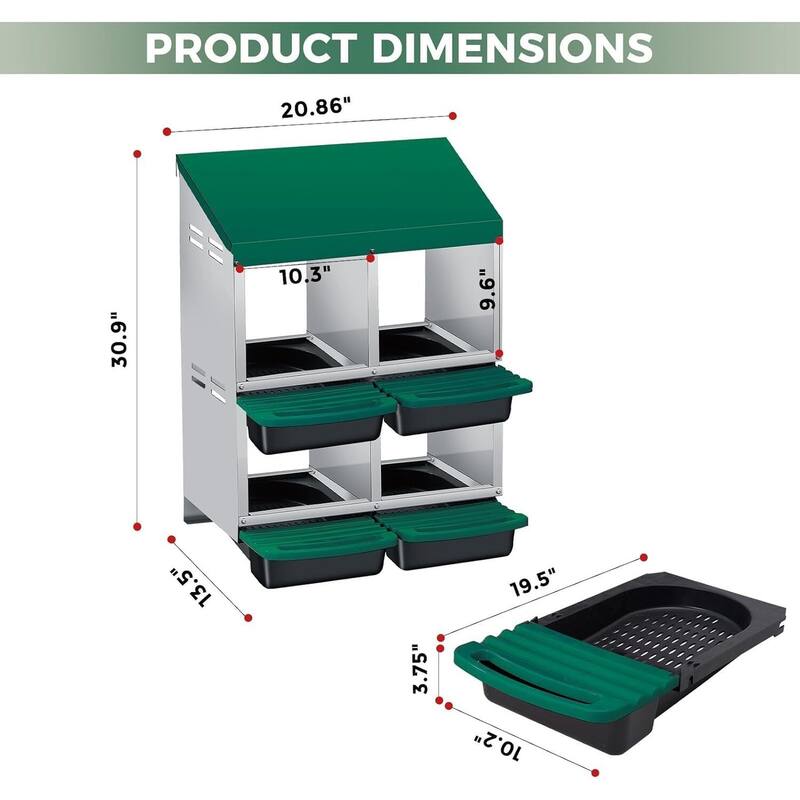 2 Tier 4 Holes Egg-Laying Boxes Nesting Boxes for Chickens Coops