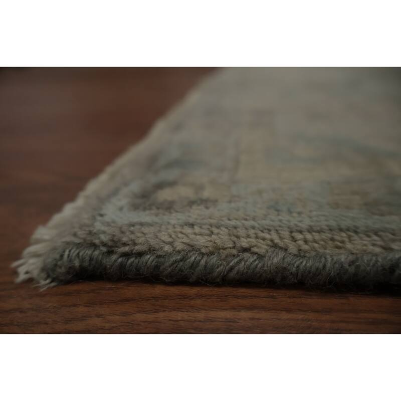 Hand Knotted Oriental 100% Wool Carpet Transitional Floral Greys & Charcoal Oushak Area Rug - 8' 7'' X 6' 0''