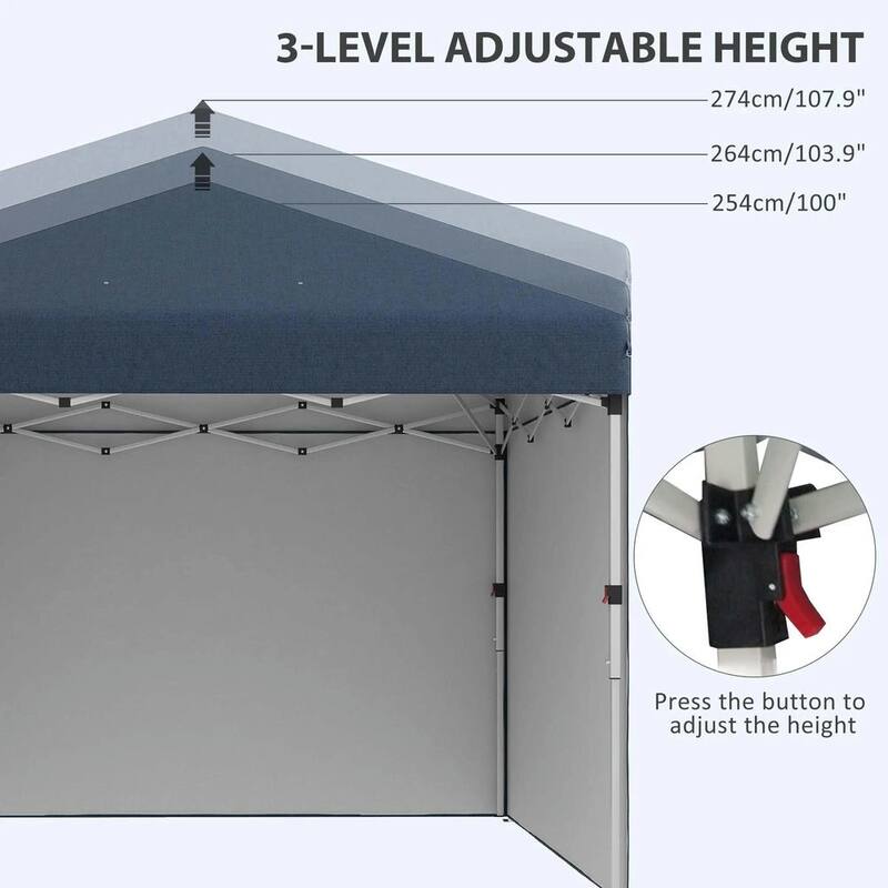 10'x10' Pop Up Canopy Tent with 3 Sidewalls,Leg Weight Bags,Carry Bag