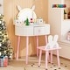 preview thumbnail 48 of 51, Kids Vanity Set with Mirror Makeup Dressing Table with Drawer