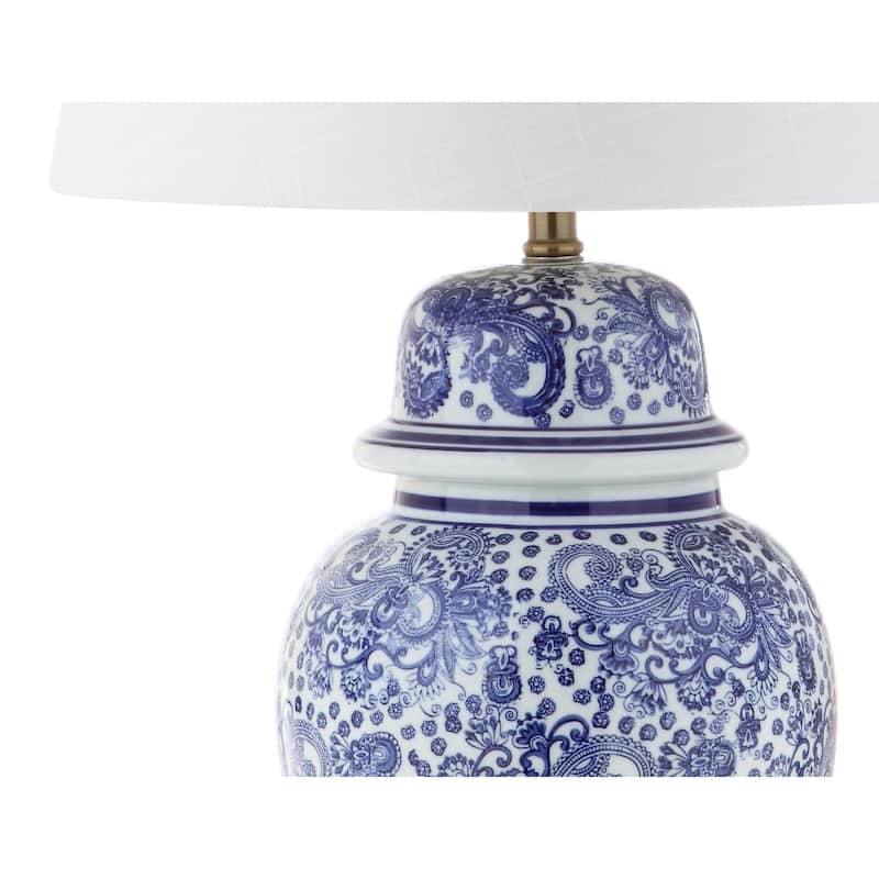 Grace 29.5" Ceramic LED Table Lamp, Blue/White by JONATHAN Y