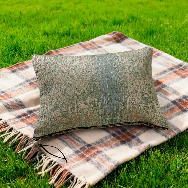 2-Piece Jacquard Chenille Zippered Lumbar Pillow Cover Set