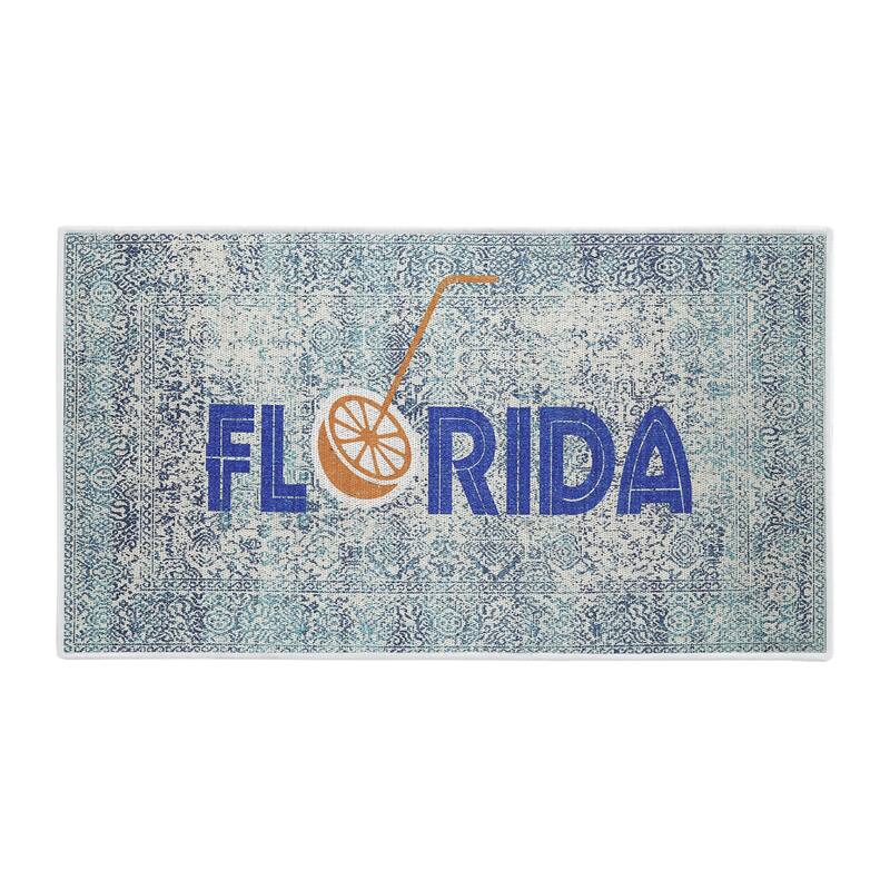 SussexHome Non-Skid Ultra-Thin Area Rugs for Laundry Room, Entryway, Bathroom and Kitchen - Washable Multipurpose Floor Mat - 24x44 inch - Florida