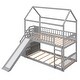 preview thumbnail 6 of 7, Wooden ModernTwin Over Twin Bunk Bed with Drawers and Slide, House Bed