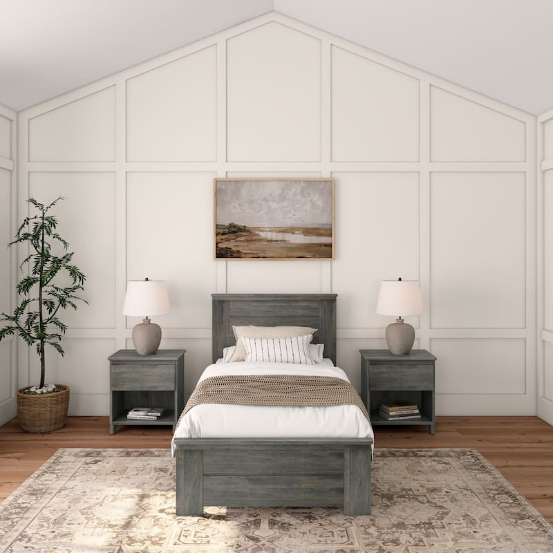 Plank and Beam Farmhouse Twin Bed with Panel Headboard