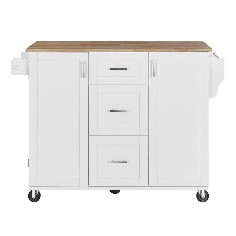 Kitchen Island with 2 Slide-Out Shelf and Internal Storage Rack