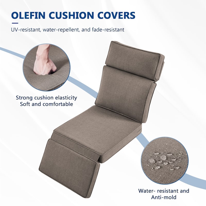 Meyreso 2-Piece Wicker Swivel Reclining Chaise Lounge with Adjustable Backrest & Footrest